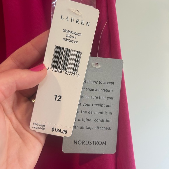 Lauren Ralph Lauren Hot Pink High Neck A Line Sleeveless Dress 12 Barbiecore - Picture 5 of 12